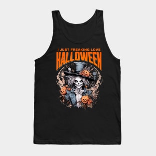 I Just Freaking Love Halloween Skull Scary Spooky Monster Pumpkin Tank Top